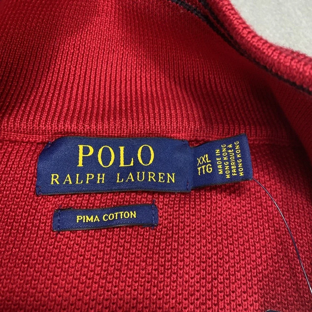 Polo Ralph Lauren Men's XXL/TTG 1/4 Zip Knit Sweater Classic Red Mock Neck NWT
